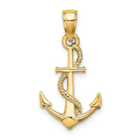 10K White Gold Solid Polished 3-D Anchor Pendant-10D1360W