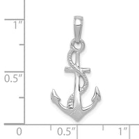 10K White Gold Solid Polished 3-D Anchor Pendant-10D1360W