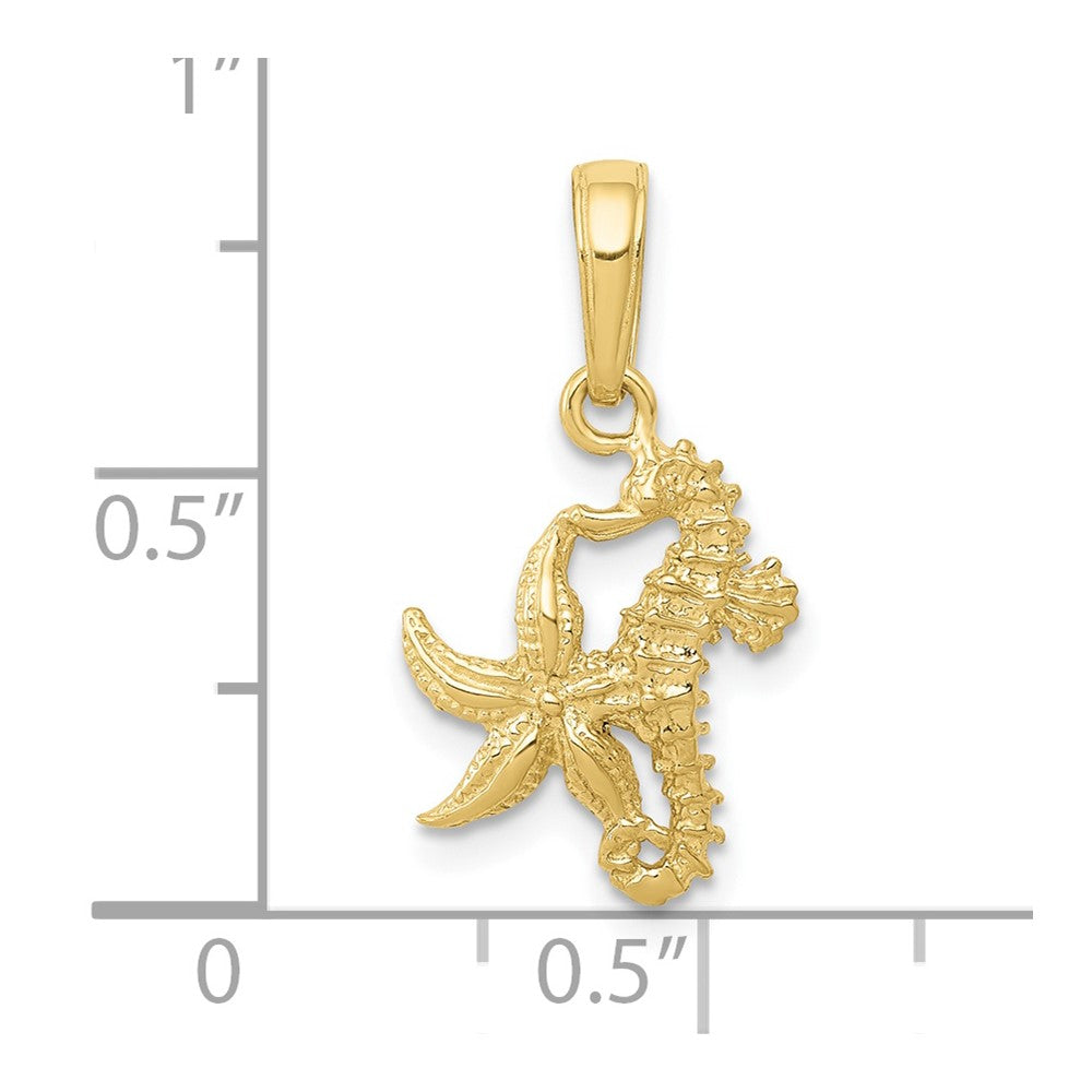 10K Seahorse and Starfish Pendant-10D1394