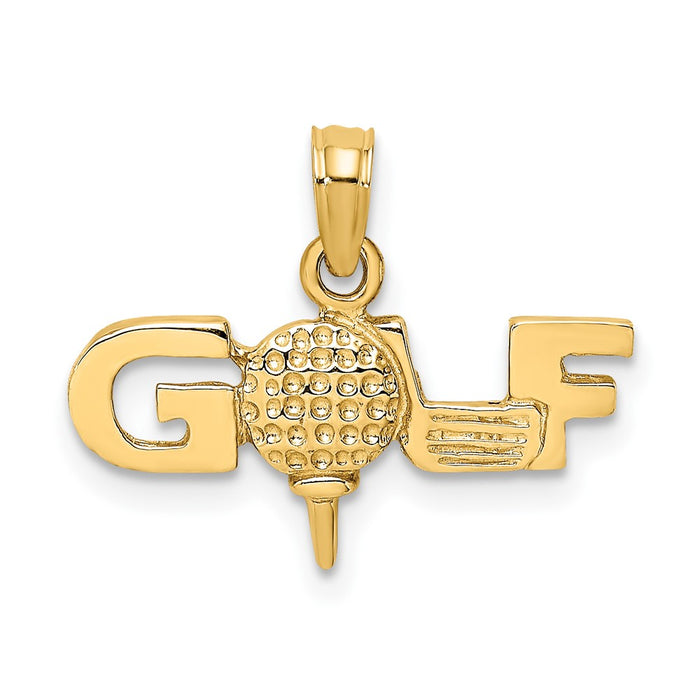 10K Solid Polished GOLF Pendant-10D1436