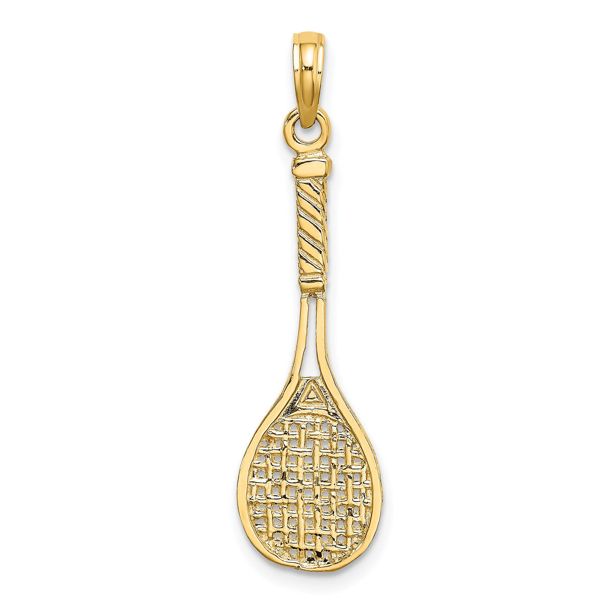 10K Solid Polished 3-D Tennis Racquet Charm-10D1440