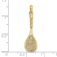 10K Solid Polished 3-D Tennis Racquet Charm-10D1440