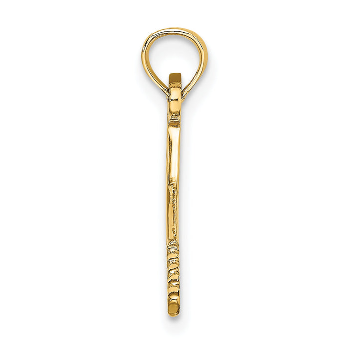 10K Solid Polished 3-D Tennis Racquet Charm-10D1441
