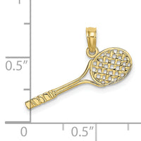 10K Solid Polished 3-D Tennis Racquet Charm-10D1441