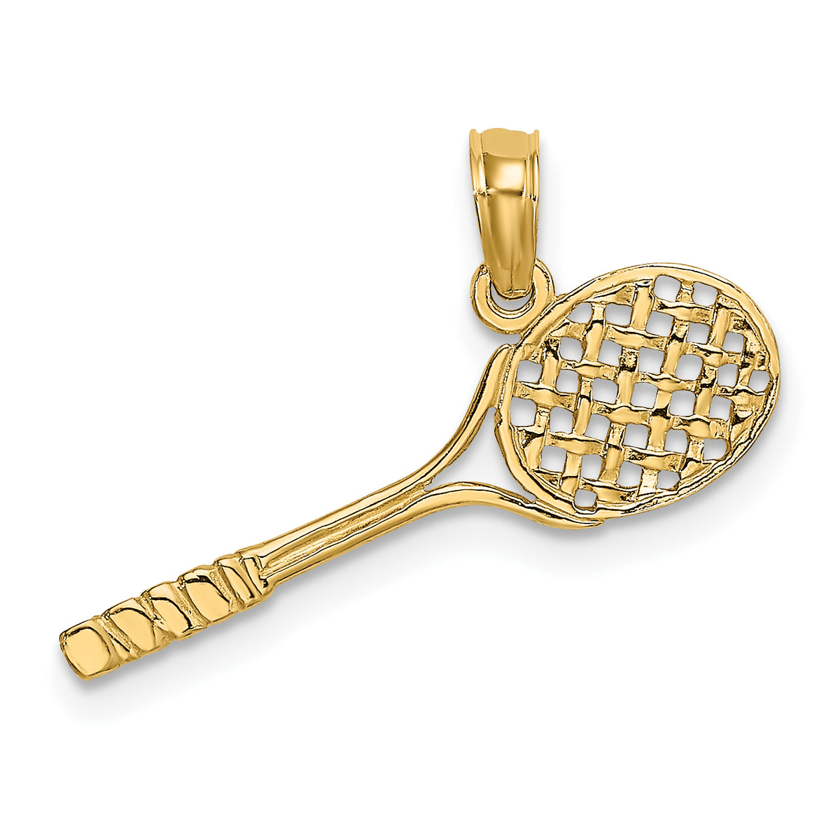 10K Solid Polished 3-D Tennis Racquet Charm-10D1441