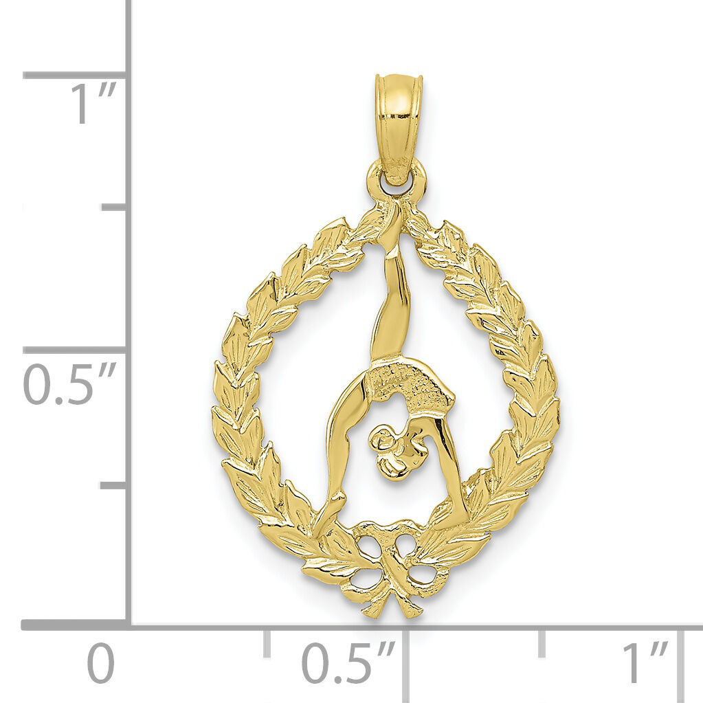 10K Solid Polished Framed Gymnast Pendant-10D1445