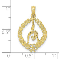 10K Solid Polished Framed Gymnast Pendant-10D1445