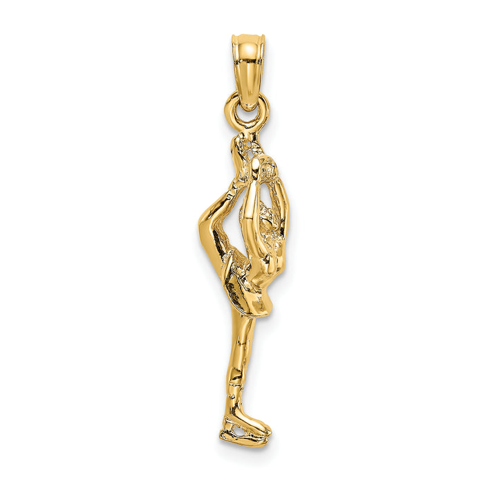 10K Solid Polished 3-D Figure Skater Charm-10D1446