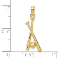 10K Polished Open-Backed Bats and Baseball Pendant-10D1460