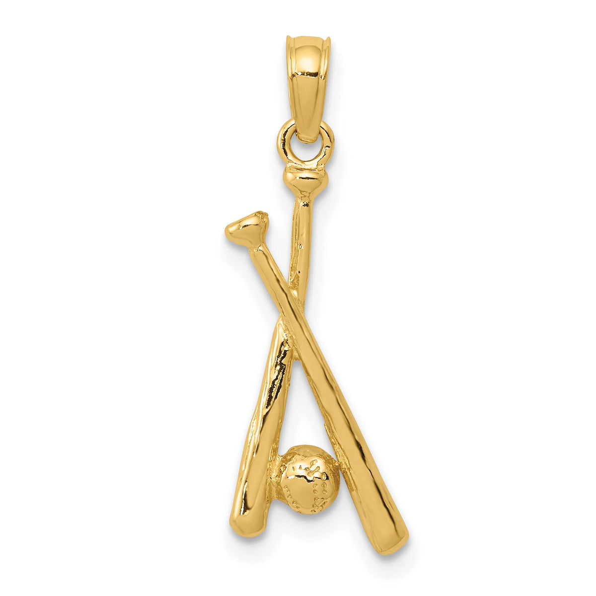 10K Polished Open-Backed Bats and Baseball Pendant-10D1460