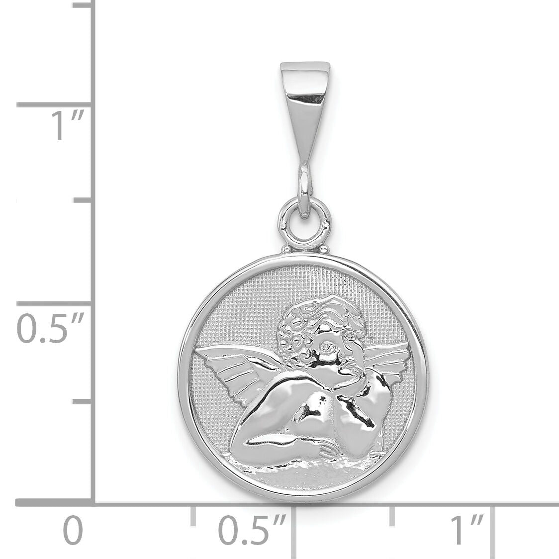 10k White Gold Polished & Satin Angel Pendant-10D1509