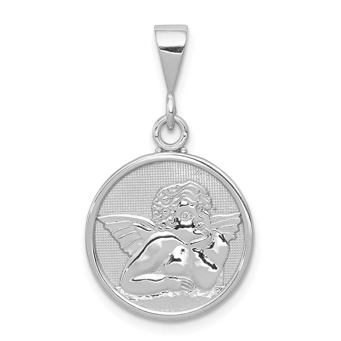 10k White Gold Polished & Satin Angel Pendant-10D1509