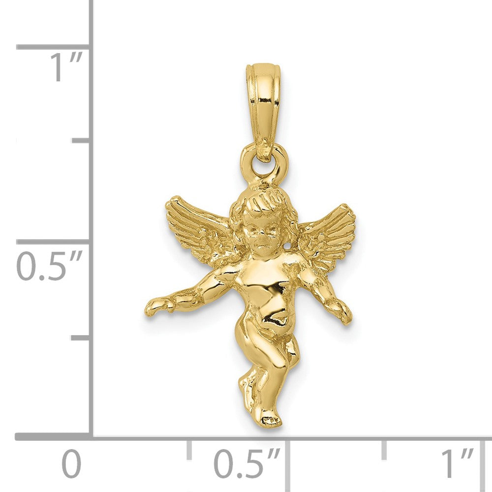 10k  3D Polished Solid Angel Pendant-10D1512