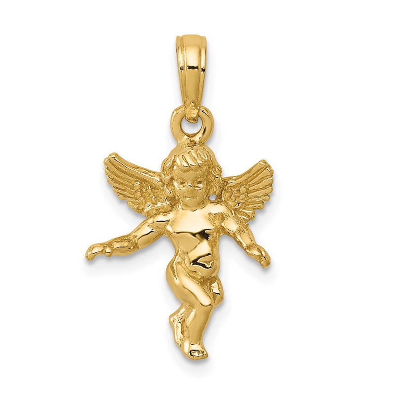 10k  3D Polished Solid Angel Pendant-10D1512