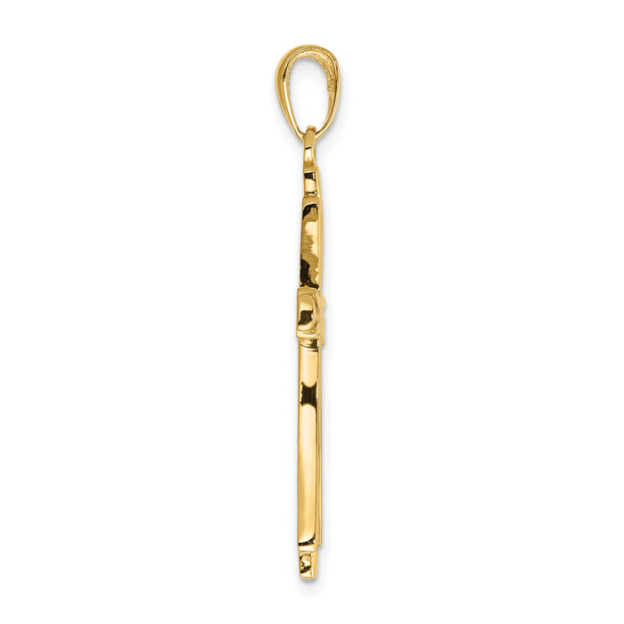 10K Polished Solid Cross Pendant-10D1541