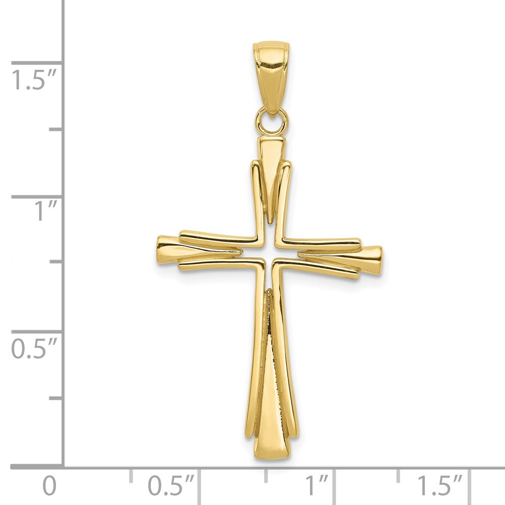 10K Polished Solid Cross Pendant-10D1541