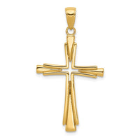 10K Polished Solid Cross Pendant-10D1541