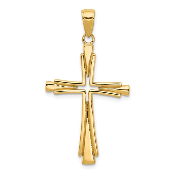 10K Polished Solid Cross Pendant-10D1541