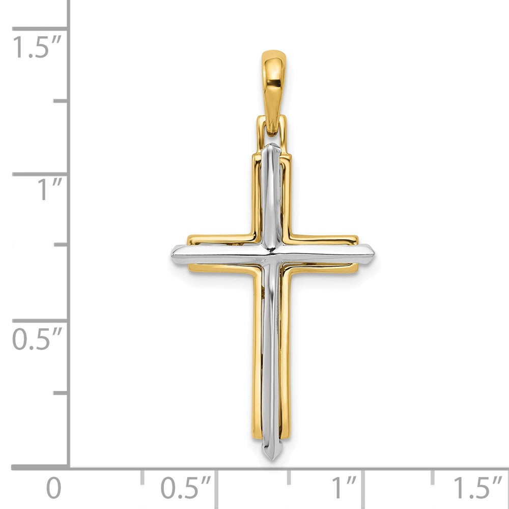 10k Two-tone Fancy Cross Pendant-10D1563