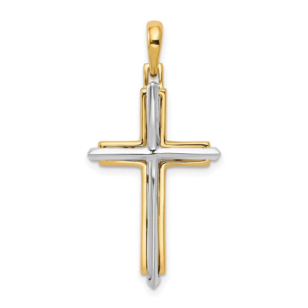 10k Two-tone Fancy Cross Pendant-10D1563