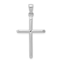 10k White Gold Tubular Cross Pendant-10D1660W