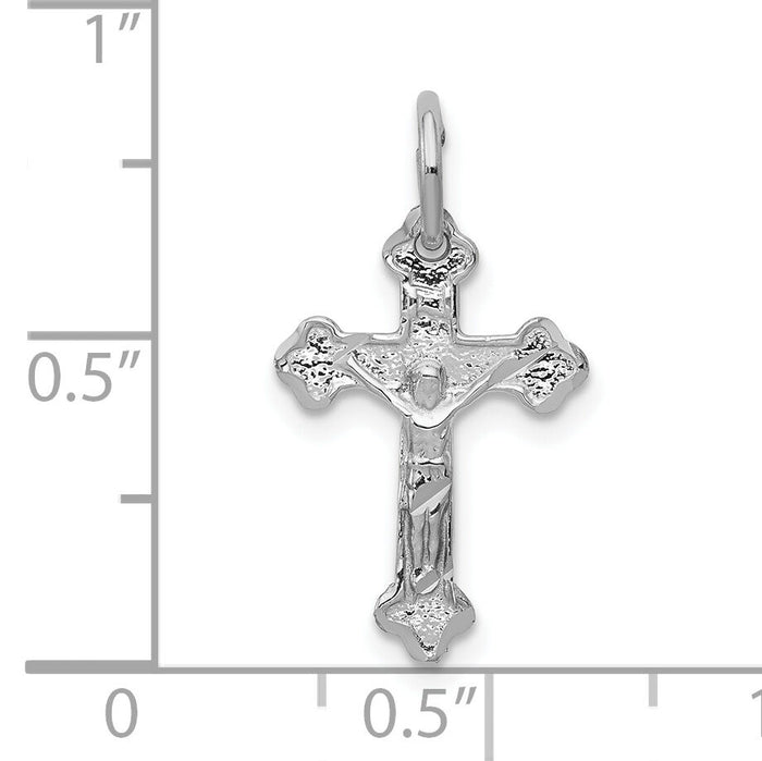 10k White Gold Diamond-cut Crucifix Charm-10D1676