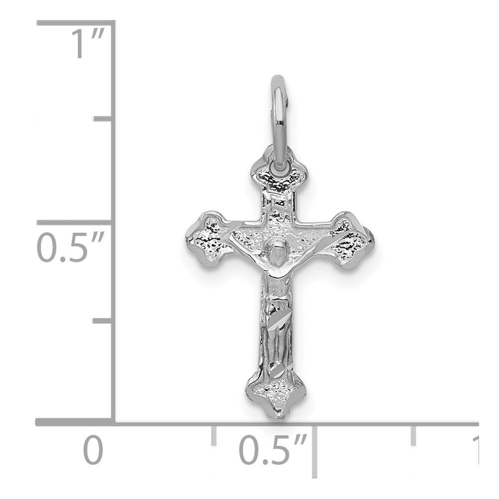 10k White Gold Diamond-cut Crucifix Charm-10D1676