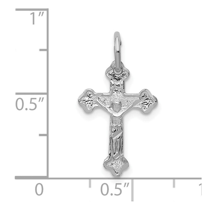10k White Gold Diamond-cut Crucifix Charm-10D1676
