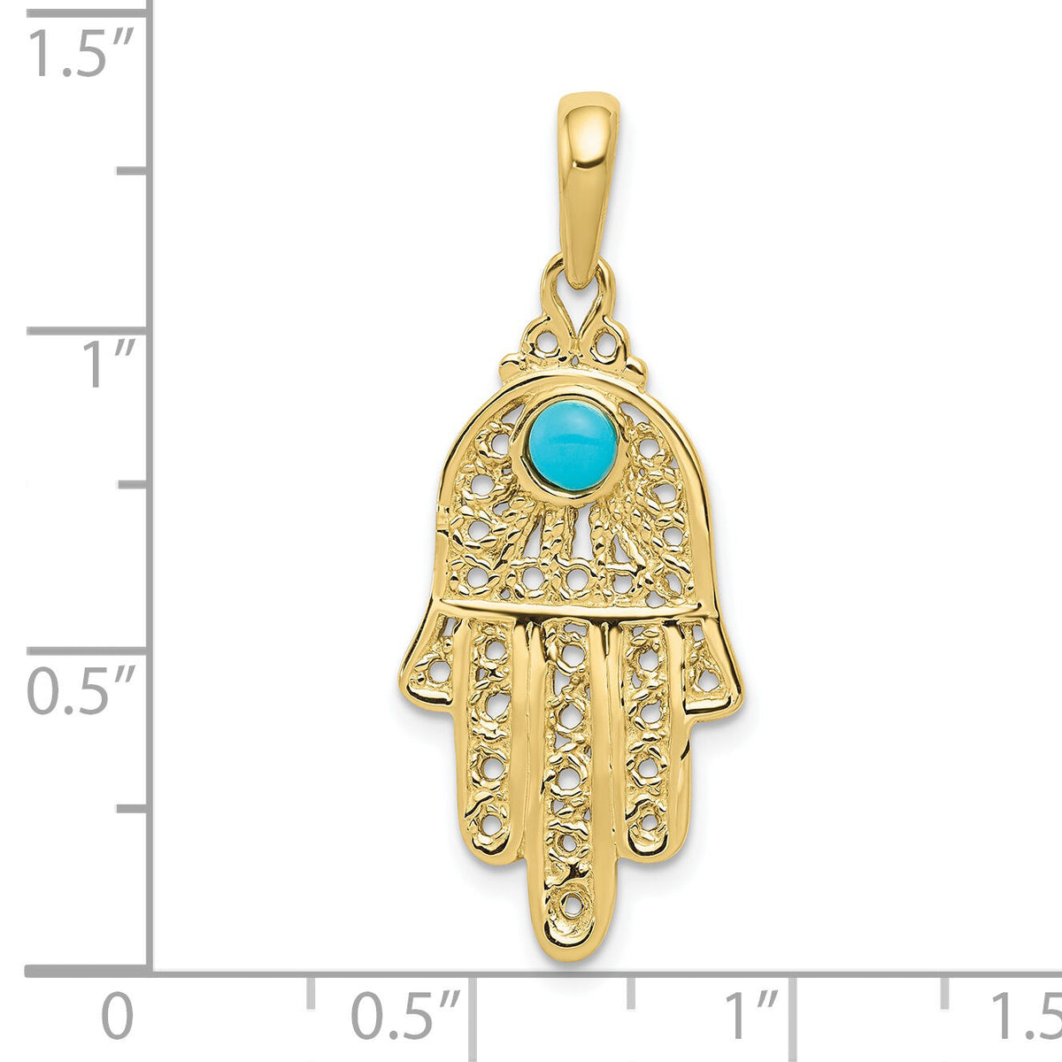 10k Turquoise Filigree Chamseh Pendant-10D1707