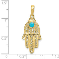 10k Turquoise Filigree Chamseh Pendant-10D1707