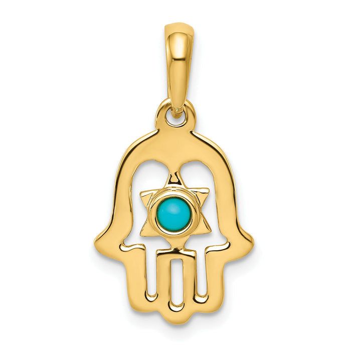 10k Turquoise Chamseh Pendant-10D1715