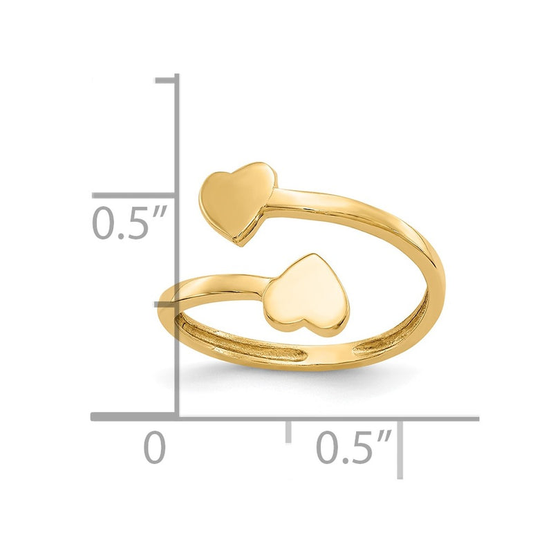 10K Double Heart Toe Ring-10D1935