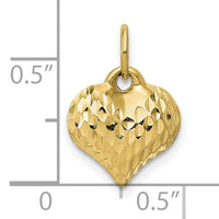 10K Polished & Textured 3-D Heart Pendant-10D2887