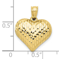 10K Polished & Textured 3-D Heart Pendant-10D2888