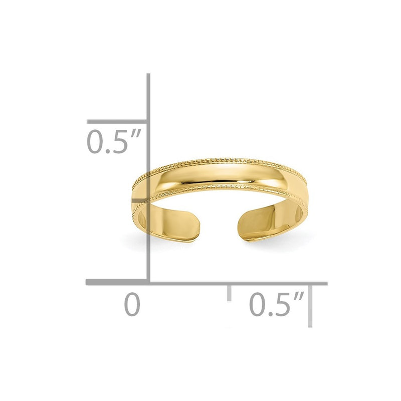 10k Mill Grain Adjustable Toe Ring-10D3075