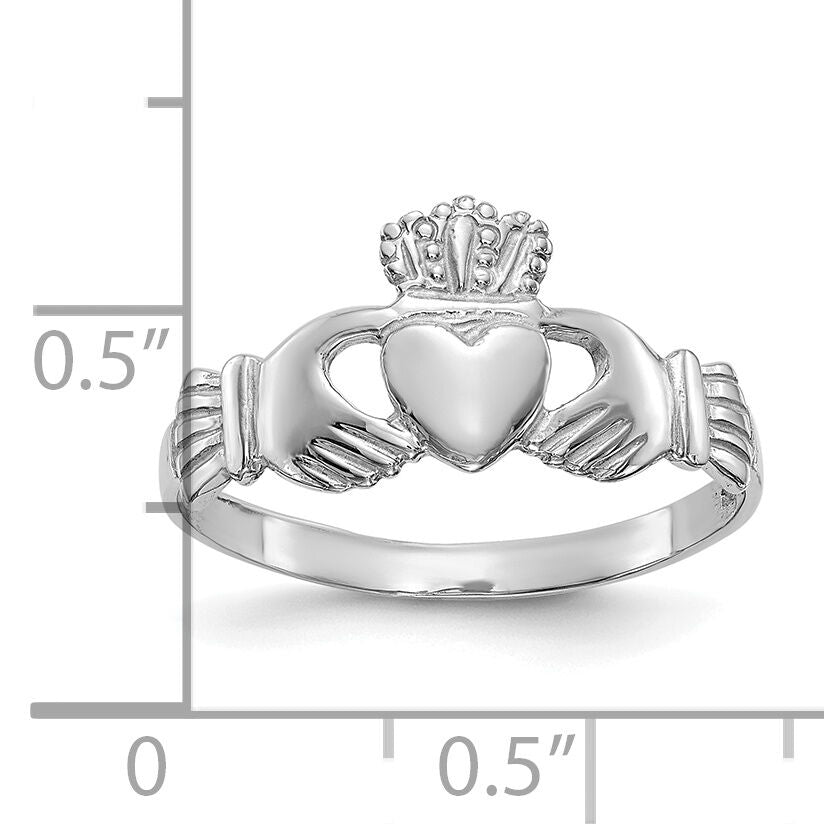 10k White Gold Ladies Claddagh Ring-10D3107