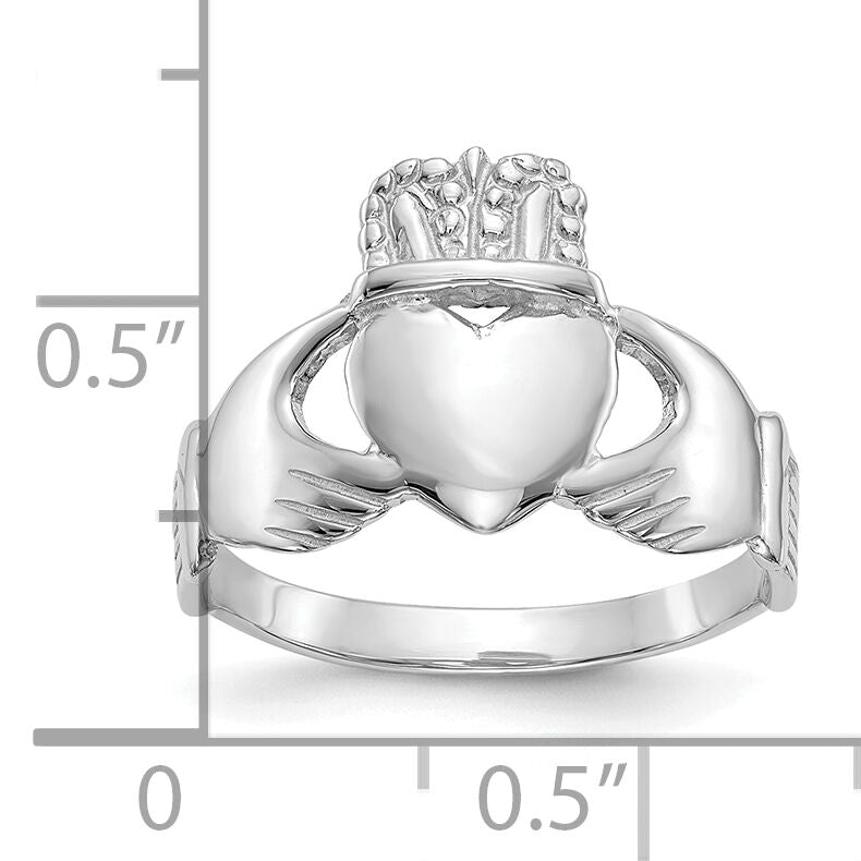 10K White Gold Ladies Claddagh Ring-10D3111