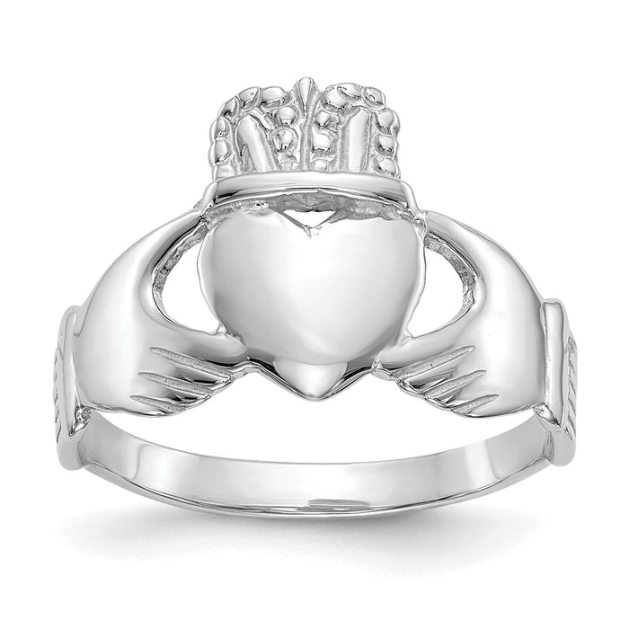 10K White Gold Ladies Claddagh Ring-10D3111