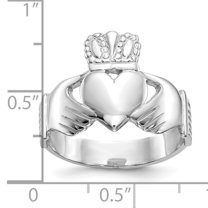 10k White Gold Men's Claddagh Ring-10D3112