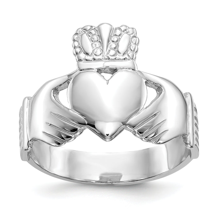 10k White Gold Men's Claddagh Ring-10D3112