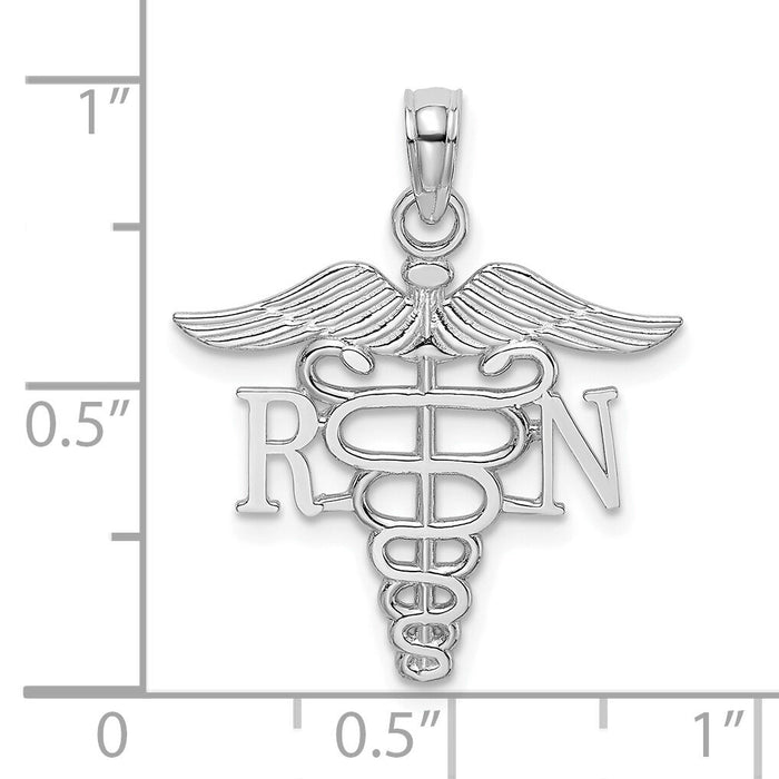 10K White Gold RN Caduceus Pendant-10D3483W