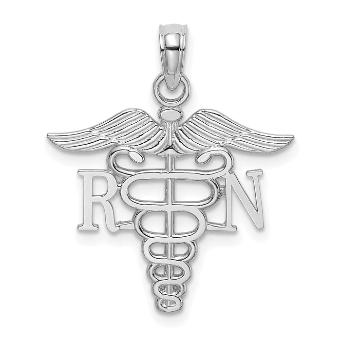10K White Gold RN Caduceus Pendant-10D3483W