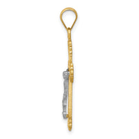 10K Two-tone Diamond-cut Crucifix Pendant-10D3636