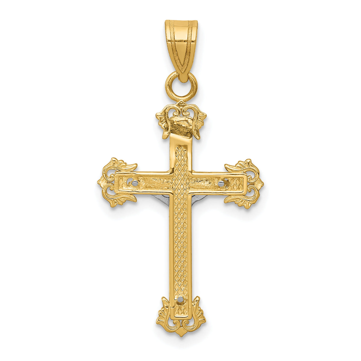 10K Two-tone Diamond-cut Crucifix Pendant-10D3636