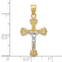 10K Two-tone Diamond-cut Crucifix Pendant-10D3636