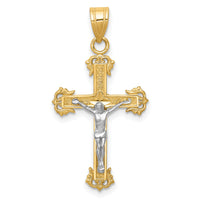 10K Two-tone Diamond-cut Crucifix Pendant-10D3636