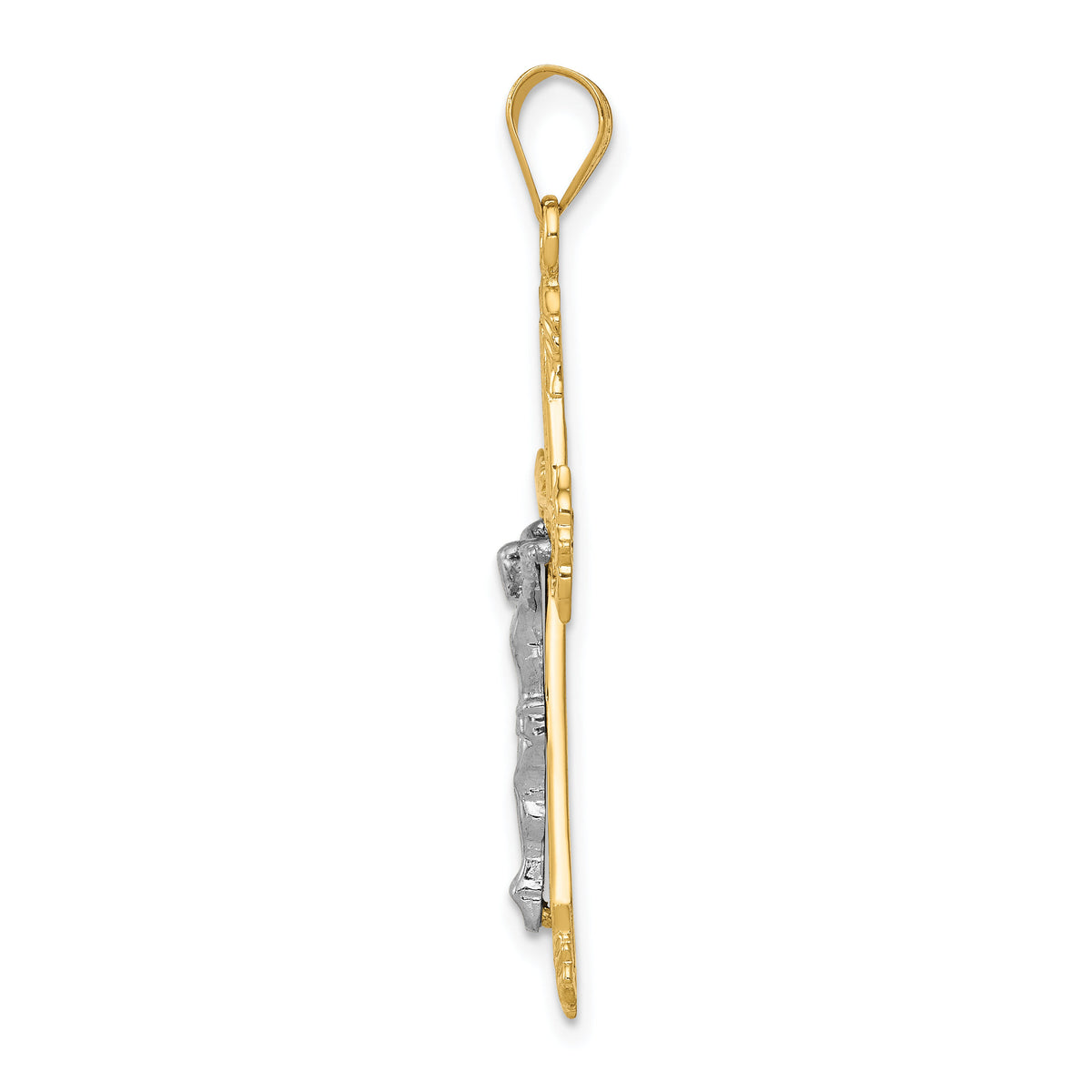 10K Two-tone Diamond-cut Crucifix Pendant-10D3637