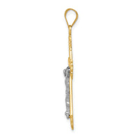 10K Two-tone Diamond-cut Crucifix Pendant-10D3637