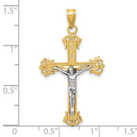 10K Two-tone Diamond-cut Crucifix Pendant-10D3637