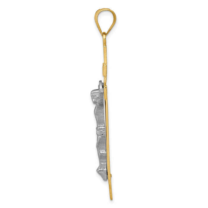 10K Two-tone INRI Crucifix Pendant-10D3666